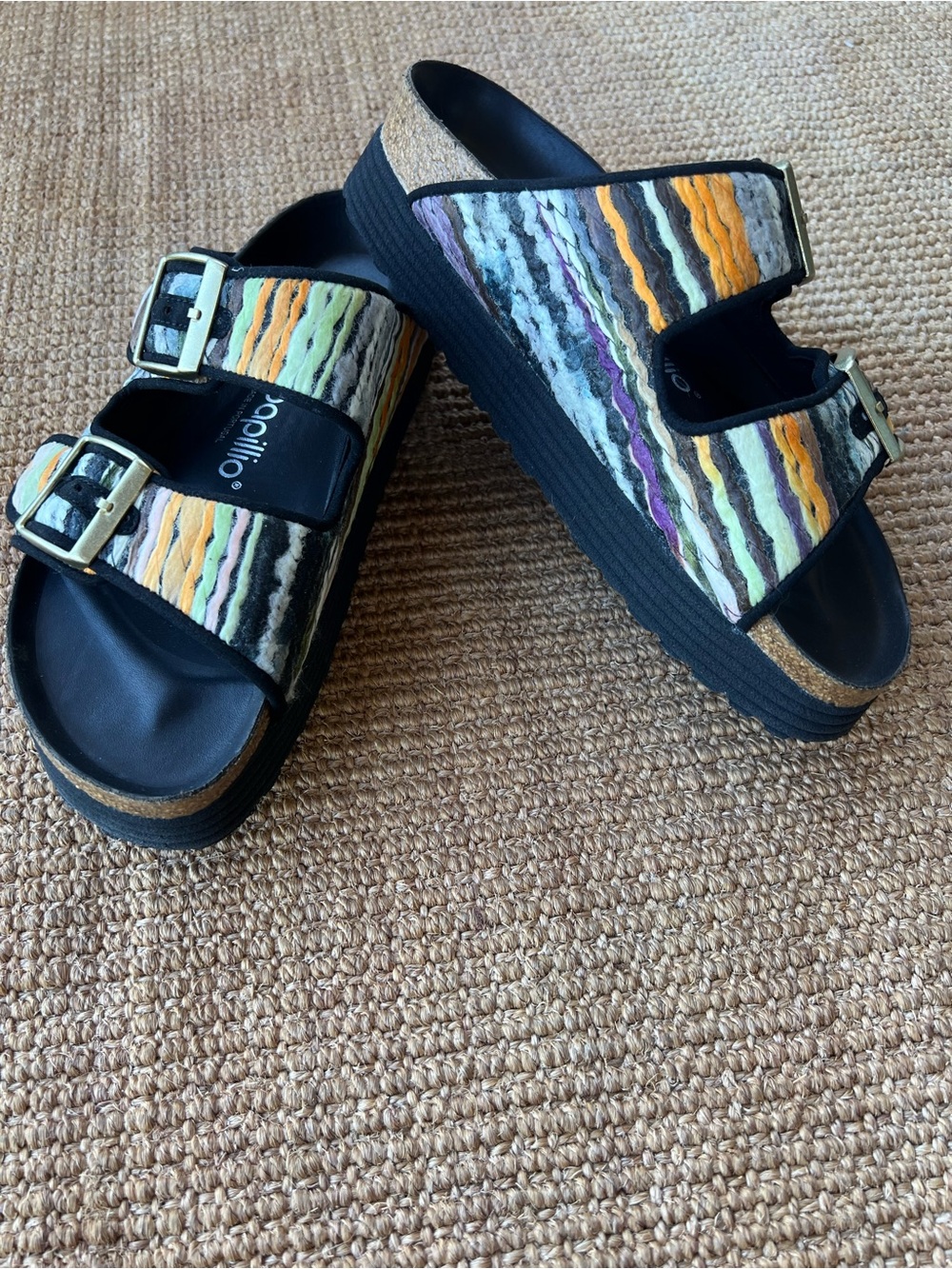 Papillo Birkenstock Arizona Yarn Platform Sandals 37